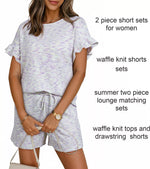 Ruffle Sleeve Textured Top and Shorts Set