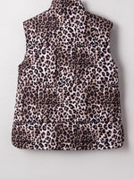 Leopard Quilted Full Zipper Casual Puff Vest