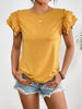 Ruffle Sleeve Round Neck T-Shirt