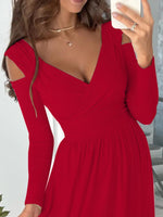 Full Size Slit Surplice Cutout Long Sleeve Maxi Dress Plus Size - Ladyez