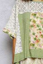 POL Floral Patchwork Lace Accent Blouse