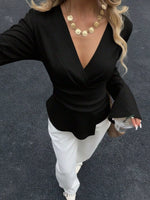 Wrap-Front Long Sleeve T-Shirt