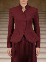 Button Up Long Sleeve Top and Pleated Skirt Set
