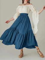 Smocked Waist Band Ruched Layered Skirt