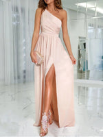 One-Shoulder High Slit Dress - Ladyez