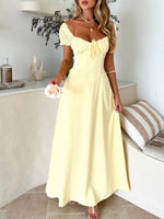 Devine Sweetheart Neck Short Sleeve Maxi Dress - Ladyez