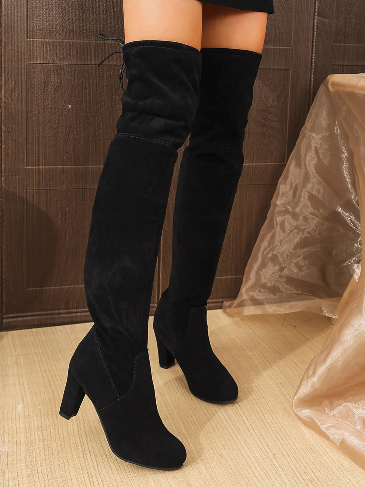 Suede Over-The-Knee High Heel Boots - Ladyez
