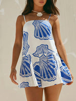 Shell Print Sleeveless Summer Mini Dress