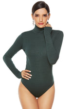 Ribbed Turtleneck Long Sleeve Bodysuit - Ladyez