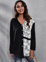 Printed Collared Neck Long Sleeve Shirt