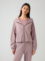 Millennia Zip Up Dropped Shouder Active Hooded - Ladyez