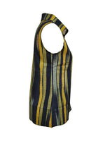 Button Detail Striped Sleeveless Shirt