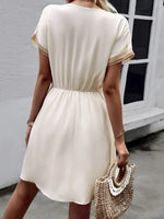Full Size Tassel V-Neck Short Sleeve Dress Plus Size