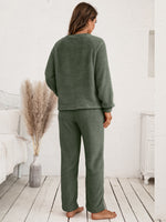 Ivy Lane Teddy Long Sleeve Top and Pants Lounge Set - Ladyez