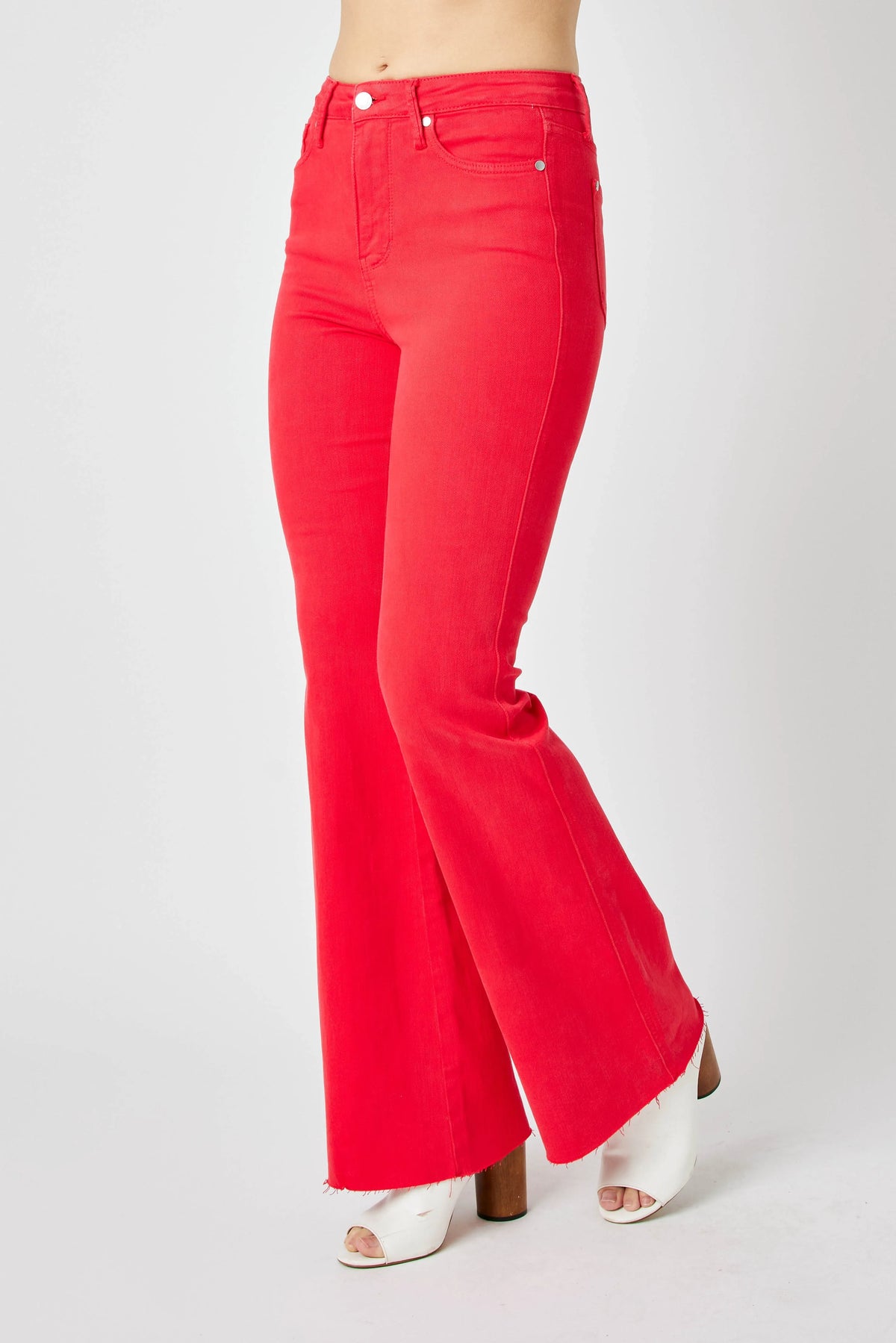 Judy Blue Full Size Hw Tummy Control Garment Dyed Flare Jeans Plus Size - Ladyez