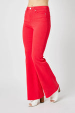 Judy Blue Full Size Hw Tummy Control Garment Dyed Flare Jeans Plus Size - Ladyez