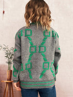 Contrast Round Neck Long Sleeve Sweater