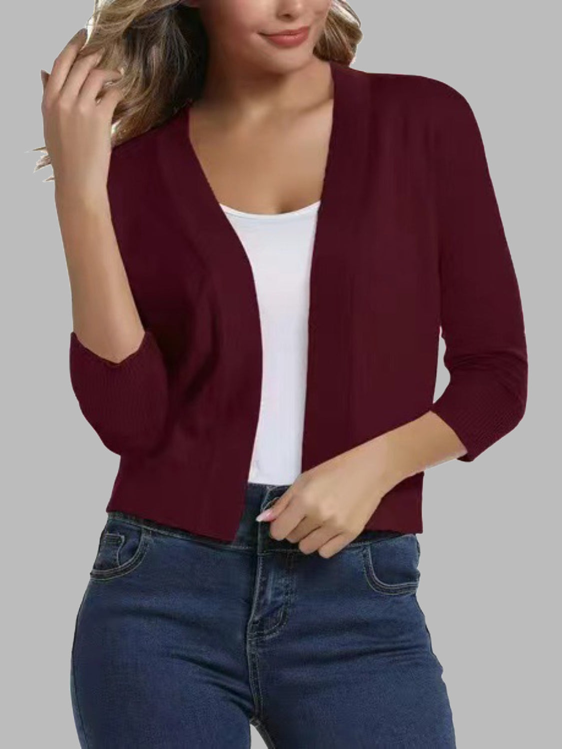 Viscose Blend Open Front Cardigan
