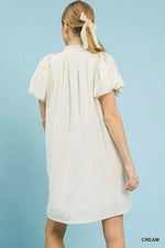 Umgee Floral Embroidered Puff Sleeve Mini Dress