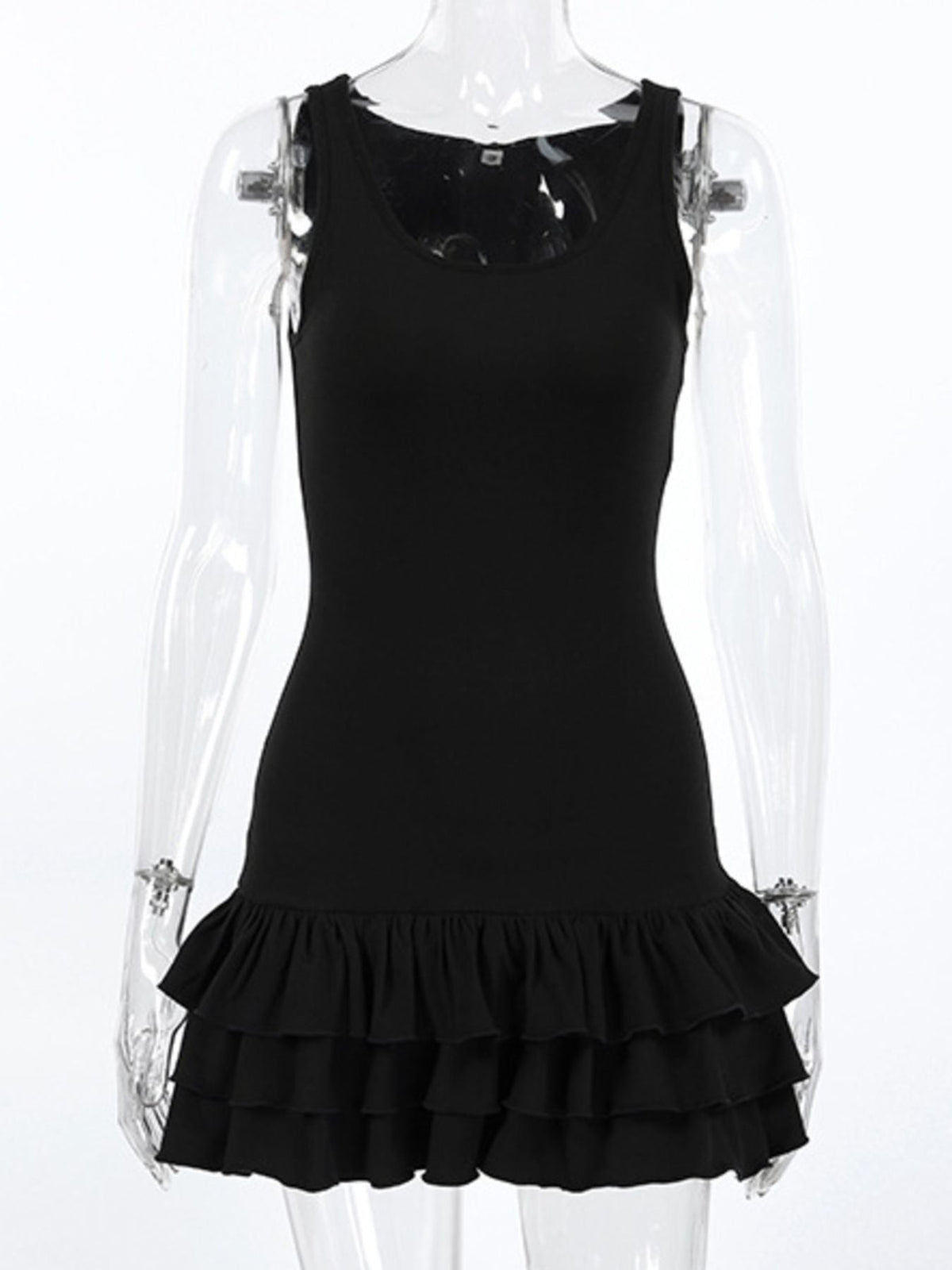Ruffled Hem Round Neck Tank
