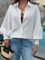 Button Up Lantern Sleeve Shirt