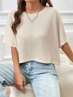 Waffle Knit Cropped T-Shirt