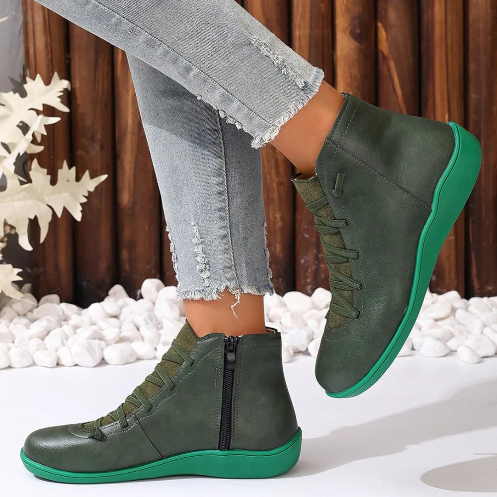 Round Toe Platform Boots - Ladyez