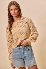 SO ME Open Knitted Button Down Cardigan Sweater Top