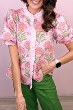 Floral Print Puff Sleeve Blouse