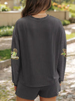 Flying Mallard Sequin Patched Ribbed Long Sleeve Top and Shorts Set