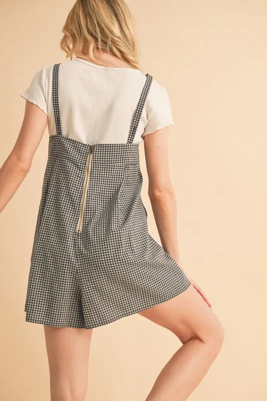 Aemi+Co Plaid Square Neck Romper - Ladyez