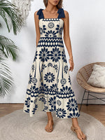 Floral Print Tie-Shoulder Midi Dress