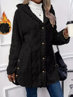 Full Size Button-Down Hooded Outerwear Plus Size
