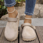 Suede Slip-On Mule Loafers with Adjustable Strap