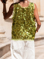 Sequin Round Neck Tank