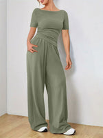 Round Neck Short Sleeve T-Shirt and Pants Set