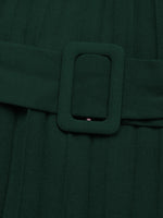 Pleated Round Neck Long Sleeve Dress
