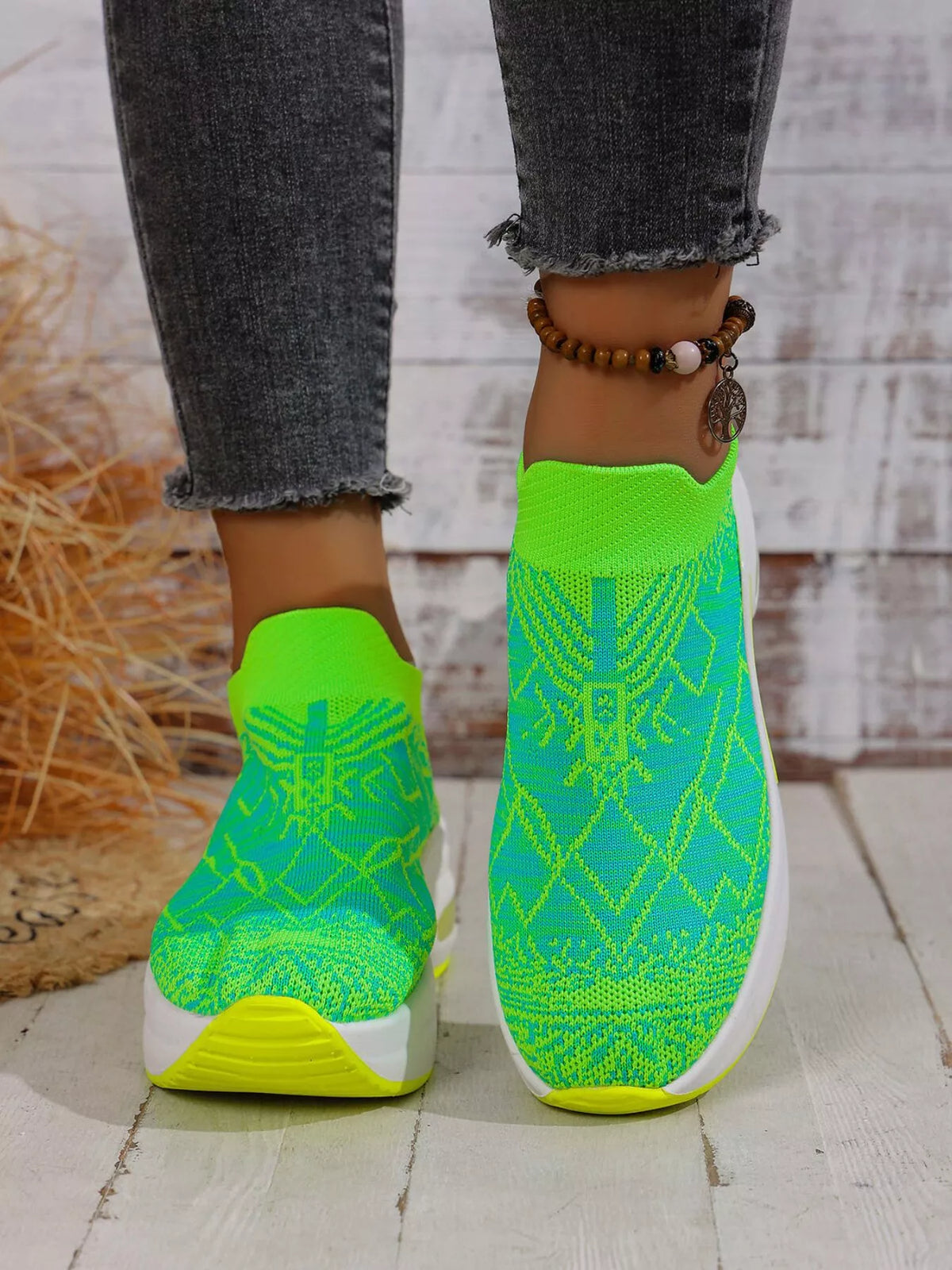 Mesh Round Toe Platform Sneakers