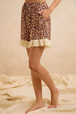 BiBi Leopard and Eyelet Lace Ruffled Top and Shorts Set