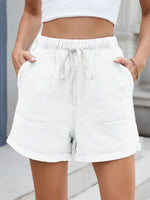 Drawstring Wash Denim Shorts