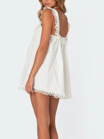 Lace Detail Bow Sleeveless Mini Cami Dress