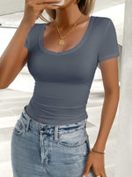 Devine Scoop Neck Short Sleeve T-Shirt - Ladyez
