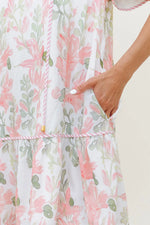 Floral Contrast Edge Layered Short Sleeve Mini Dress