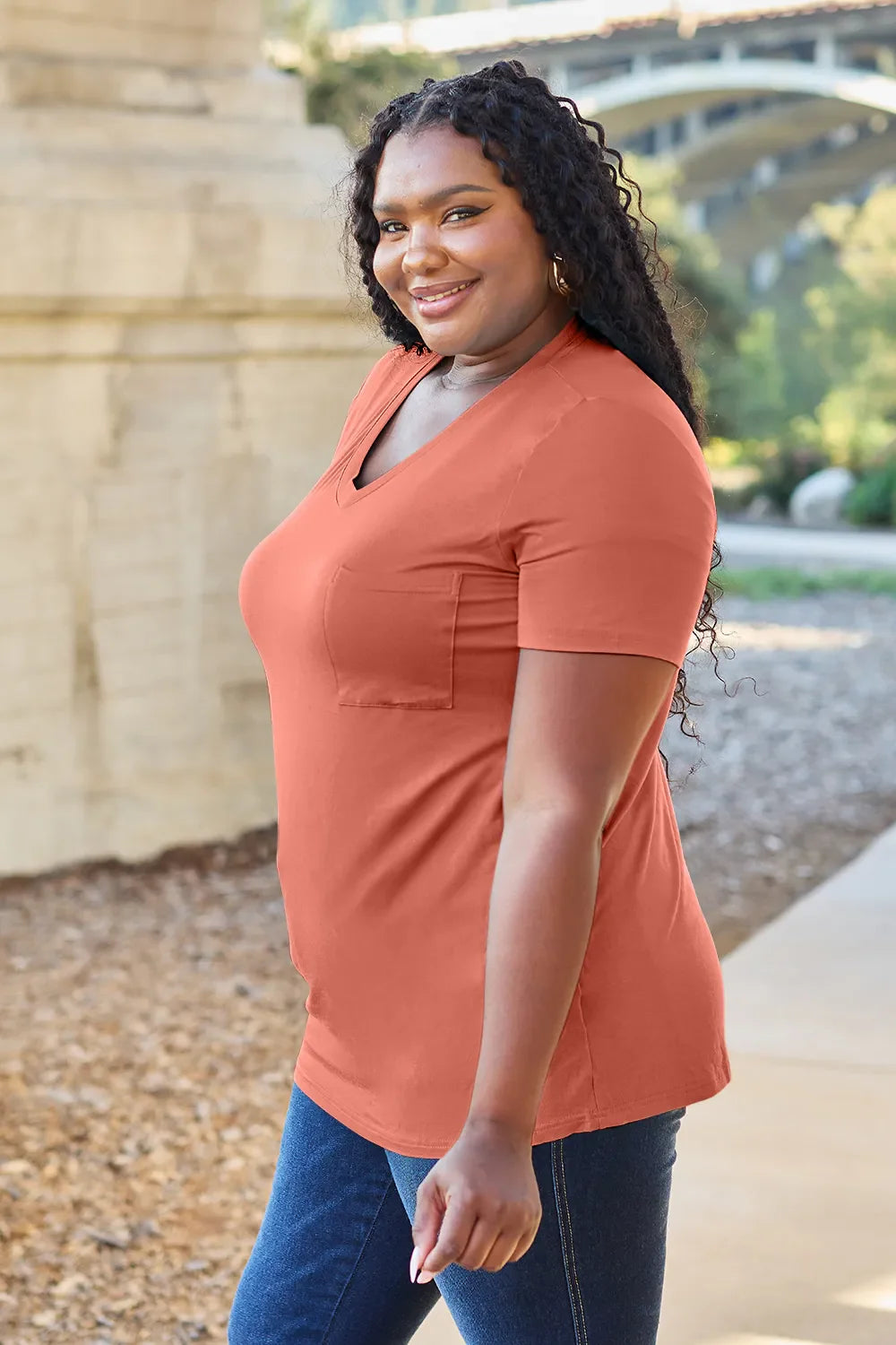 Basic Bae Bamboo Full SizeV-Neck Short Sleeve T-Shirt