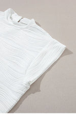 Textured Mock Neck Cap Sleeve Top