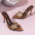 Floral Embellished High Heel Sandals