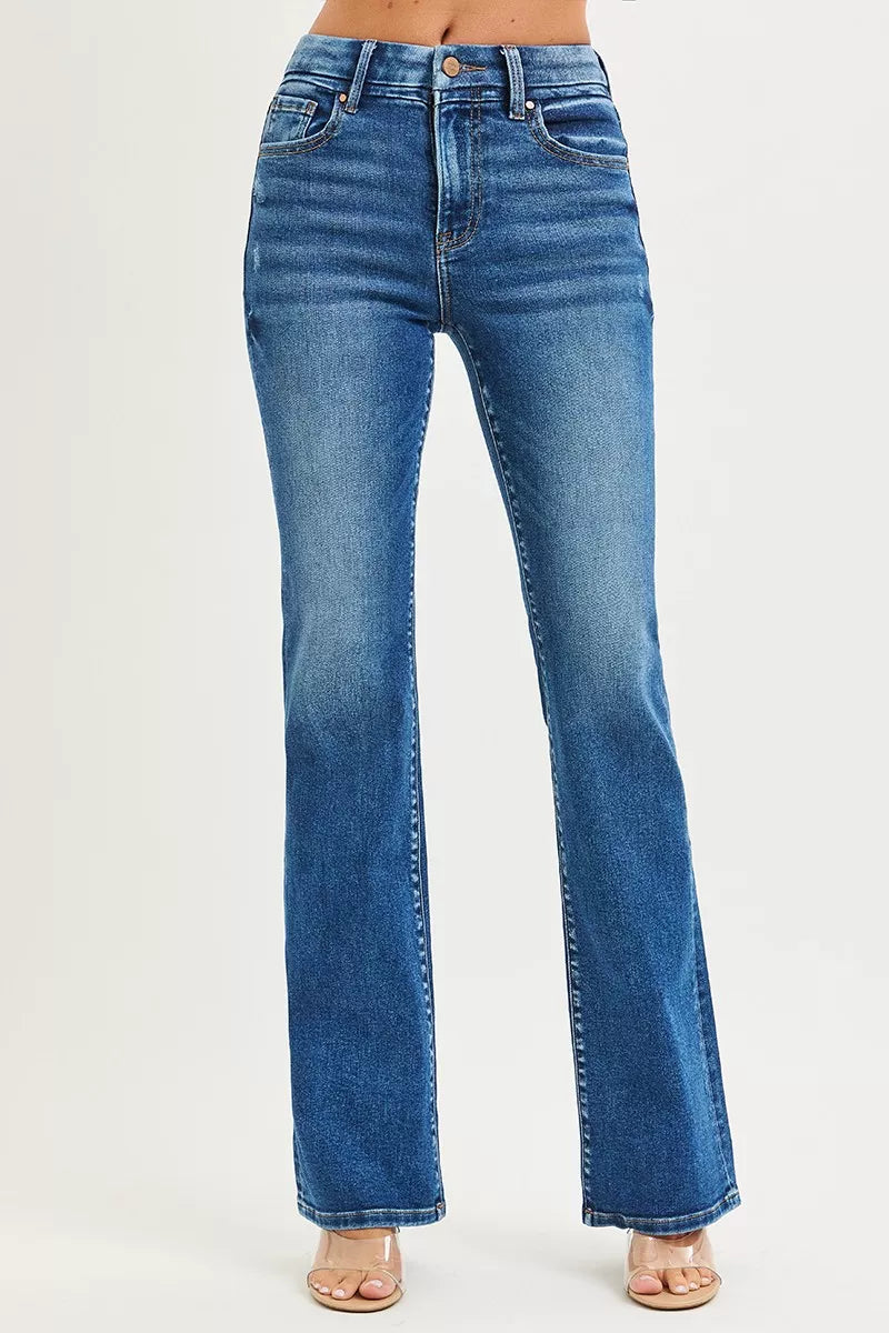 RISEN High RiseBootcut Jeans With Distressed Details