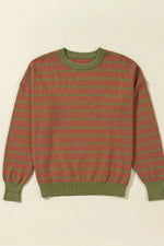 Striped Round Neck Long Sleeve Sweater