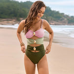 Color Block Sweetheart Neck One-Piece Swimwear - Ladyez