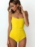 Ribbed Tie Waist One-Piece Swimsuit - Ladyez